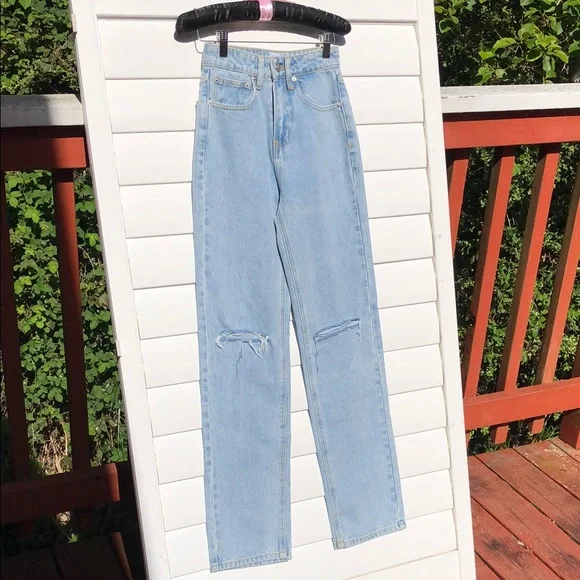 Princess Polly Blue High Rise Jeans with Classic Stitching NWT - Picture 3 of 13